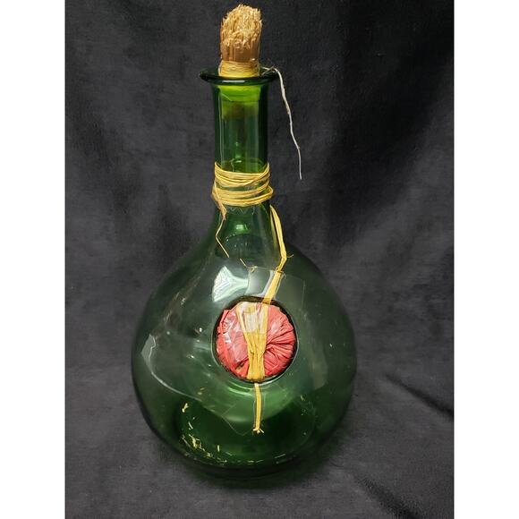 Vintage Italian Green Hand Blown Glass Wine Decanter w Ice Chamber Made In Italy - Picture 2 of 9